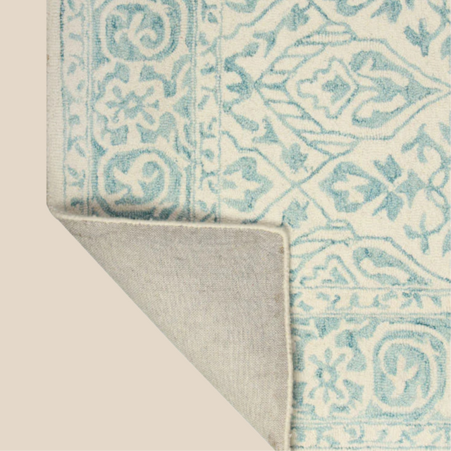 Yasmin Blue Hand Tufted Wool Rug - 5 x 8