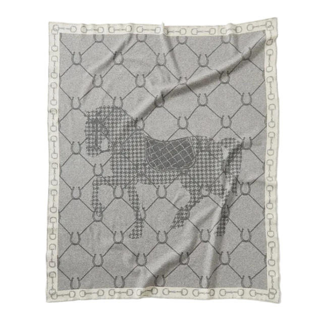 Gray Manor Horse Throw Blanket