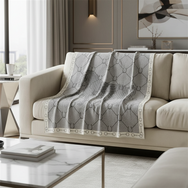 Gray Manor Horse Throw Blanket