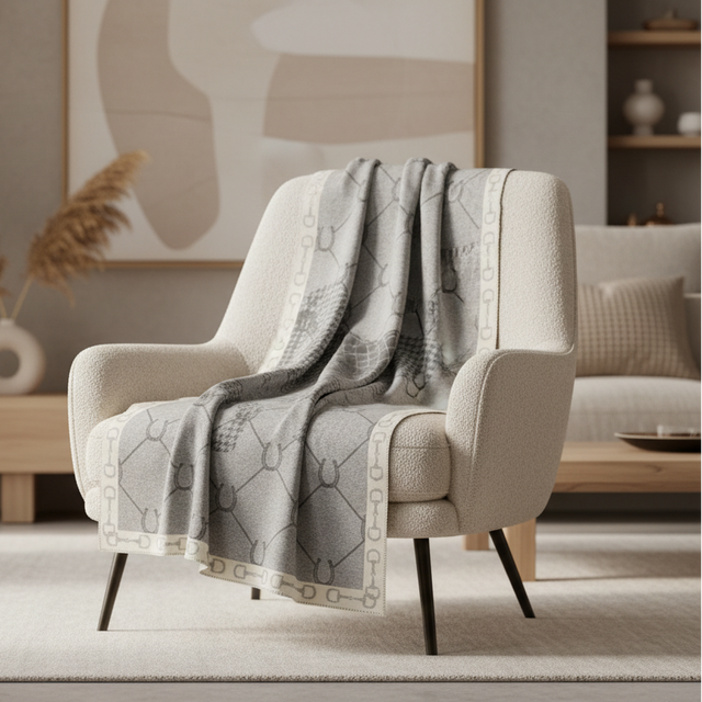 Gray Manor Horse Throw Blanket