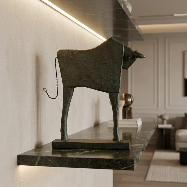 Patina Bull Statue
