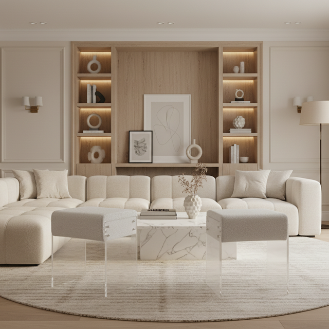 Lumera Accent Stool - White