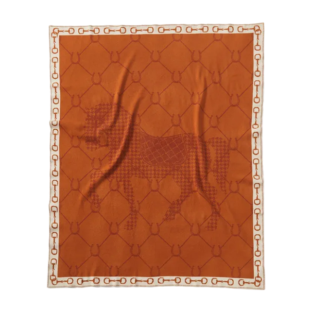 Orange Manor Horse Throw Blanket