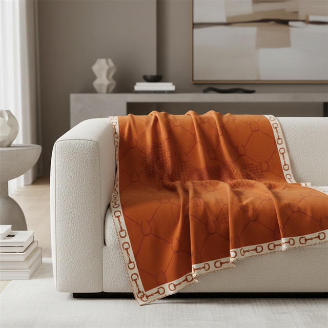 Orange Manor Horse Throw Blanket