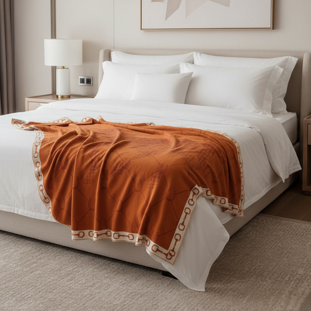 Orange Manor Horse Throw Blanket