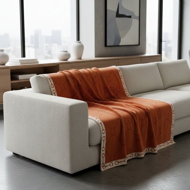 Orange Manor Horse Throw Blanket