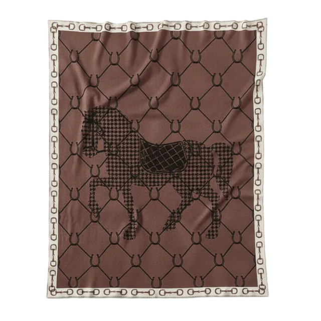 Brown Manor Horse Throw Blanket