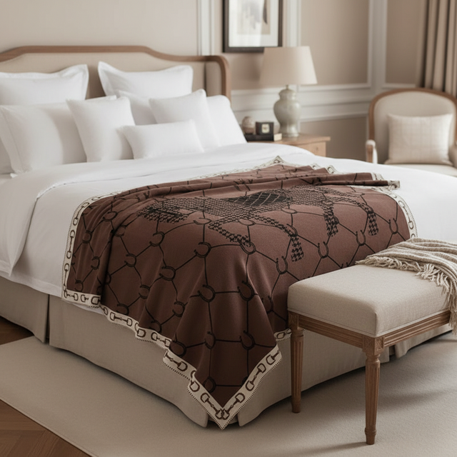 Brown Manor Horse Throw Blanket