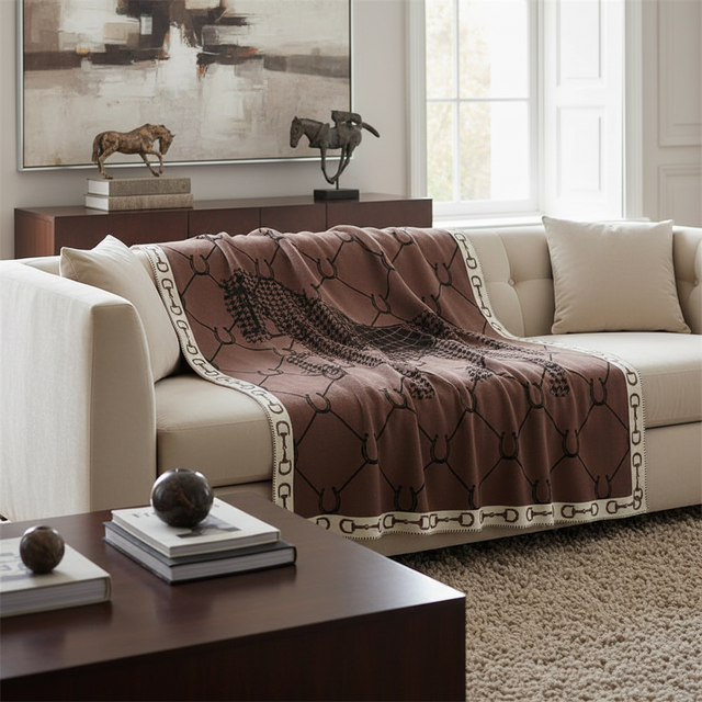 Brown Manor Horse Throw Blanket