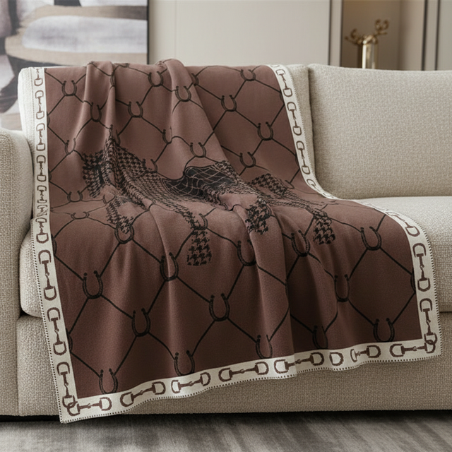 Brown Manor Horse Throw Blanket
