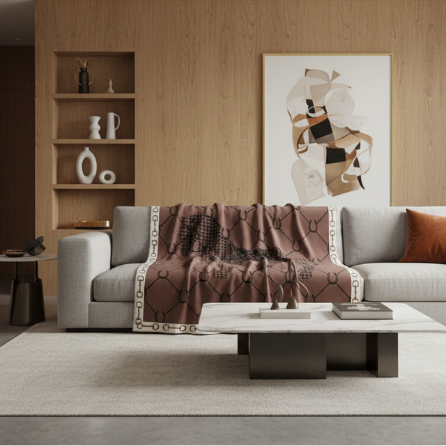 Brown Manor Horse Throw Blanket