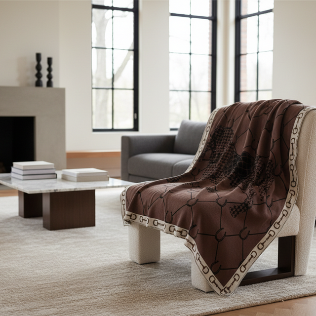 Brown Manor Horse Throw Blanket