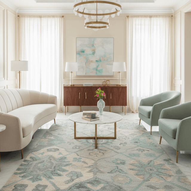 Azul Claro Hand Tufted Wool Rug - 5 x 8 Rugs - Palatium Lux