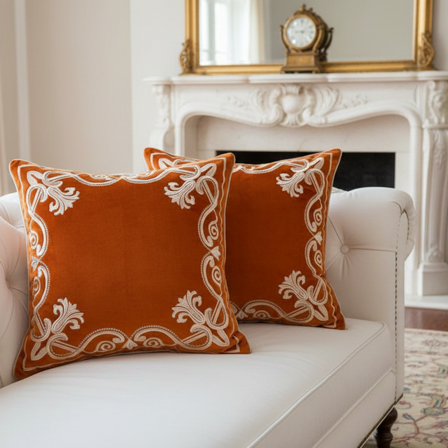 Baroque Embroidered Pillow Cover