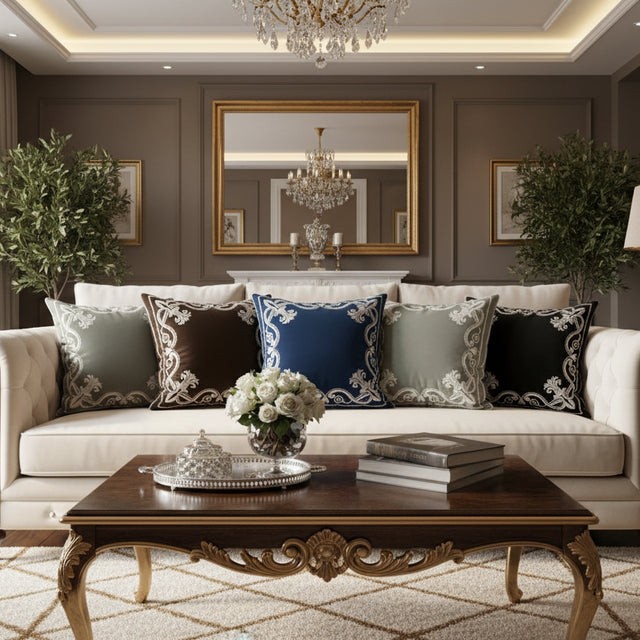 Baroque Embroidered Pillow Cover Pillow Cover - Palatium Lux