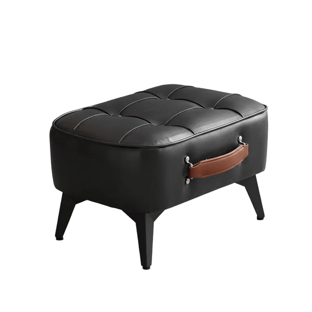Black Luca Montero Faux Leather Stool - Palatium Lux