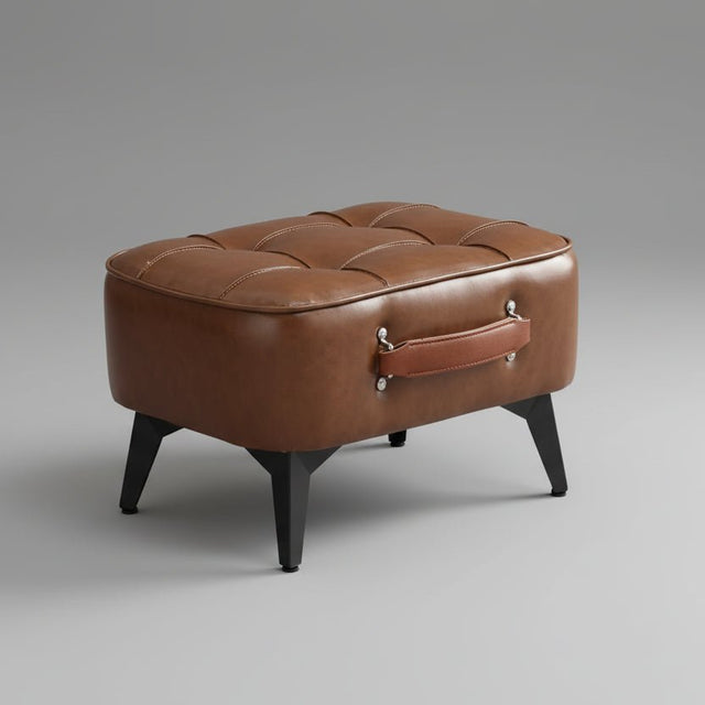 Brown Luca Montero Faux Leather Stool - Palatium Lux