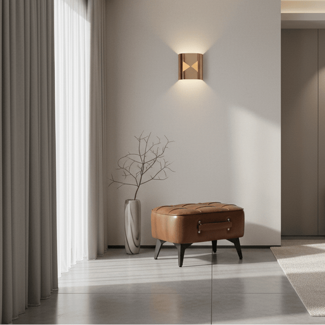 Brown Luca Montero Faux Leather Stool - Palatium Lux