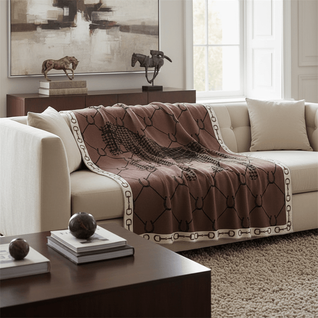 Brown Manor Horse Throw Blanket blanket - Palatium Lux