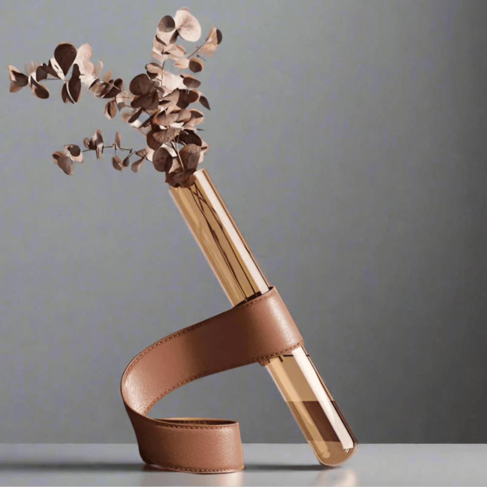 Daring Leather Wrapped Vase vases - Palatium Lux