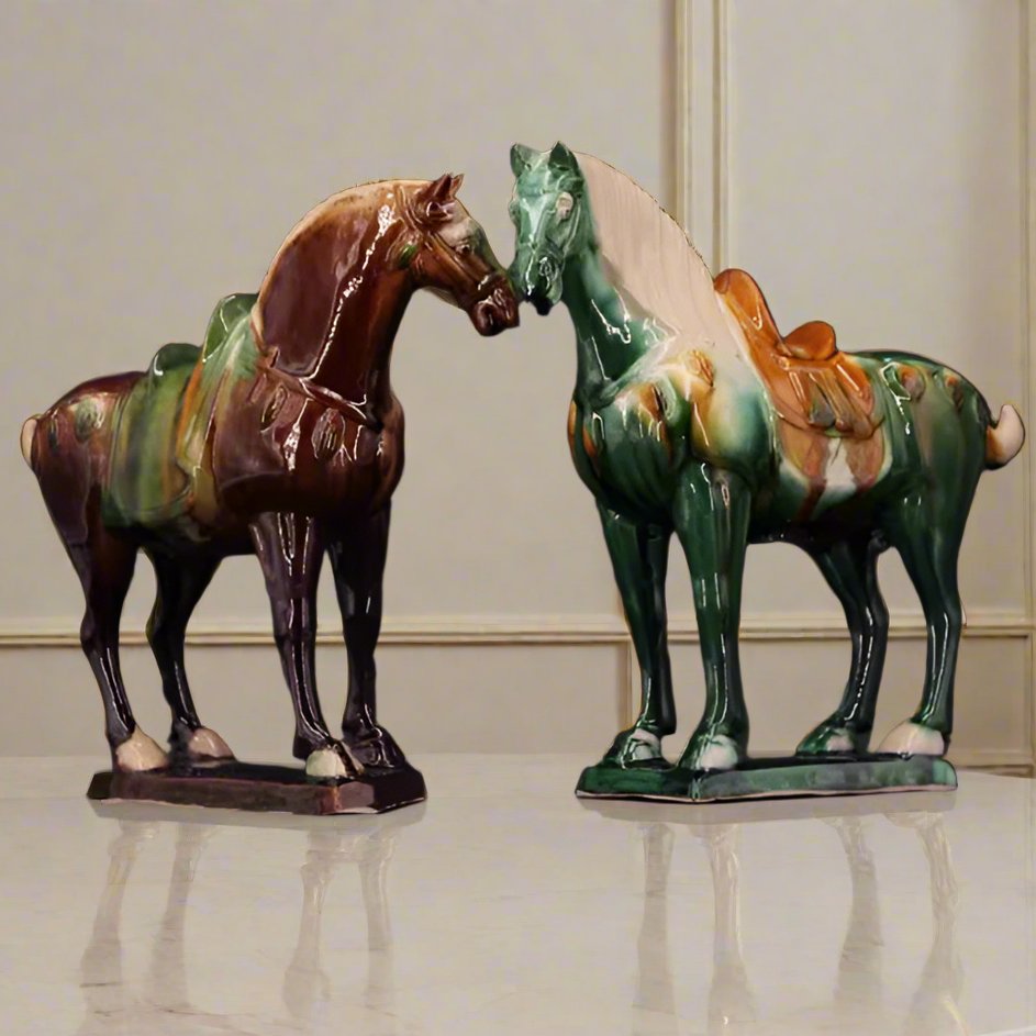 Dynasty Warrior Ceramic Horse Statue statue - Palatium Lux