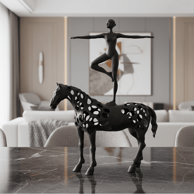 Equestrian Dancer Metal Statue statue - Palatium Lux