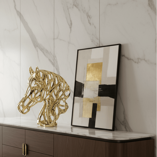 Ethereal Gold Stallion Head Statue statue - Palatium Lux