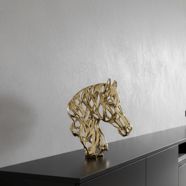 Ethereal Gold Stallion Head Statue statue - Palatium Lux