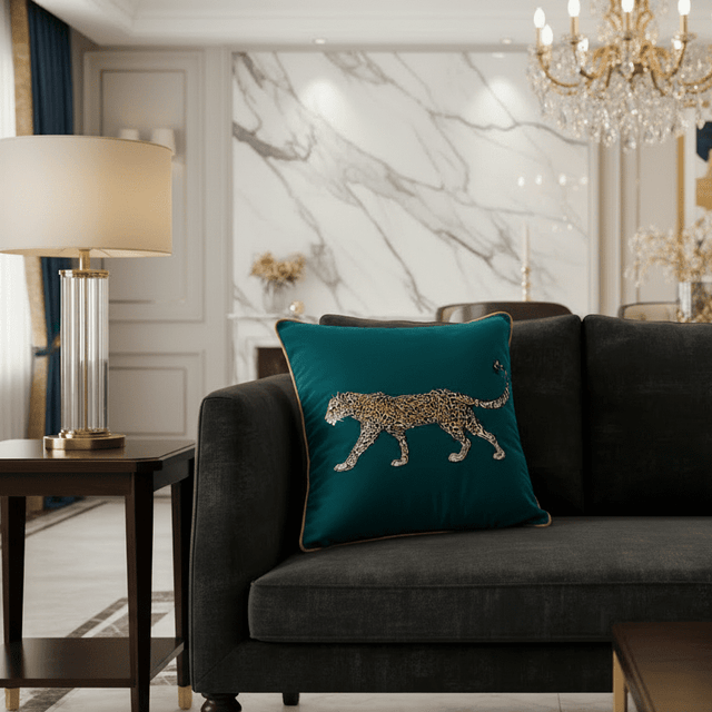 Feline Majesty Embroidered Pillow Cover Pillow Cover - Palatium Lux