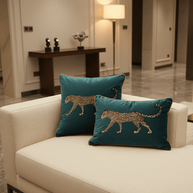 Feline Majesty Embroidered Pillow Cover Pillow Cover - Palatium Lux