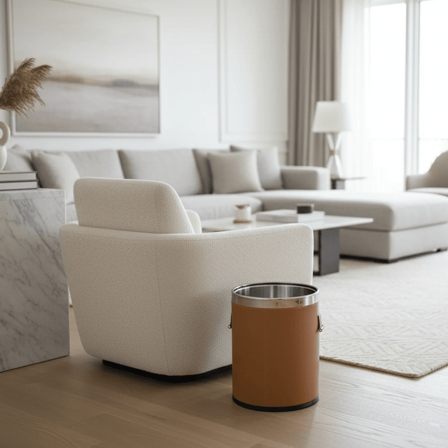 Firenze Leather Waste Bin - Palatium Lux