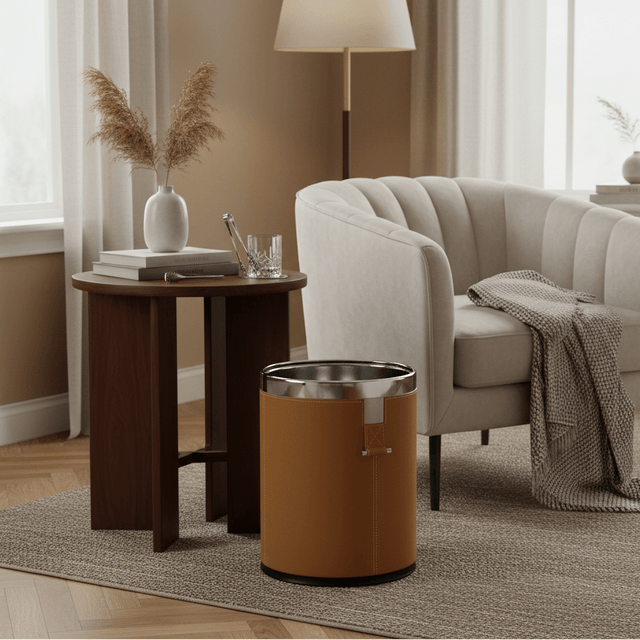 Firenze Leather Waste Bin - Palatium Lux