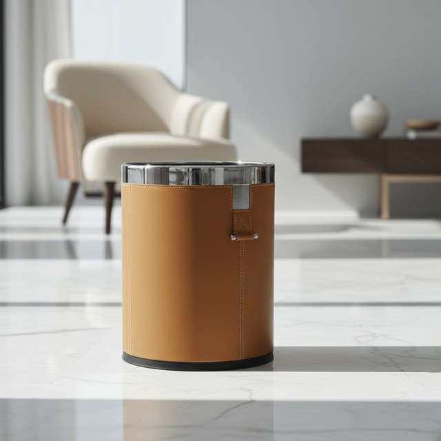 Firenze Leather Waste Bin - Palatium Lux