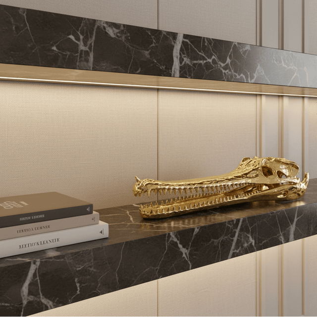 Golden Croc Resin Statue statue - Palatium Lux