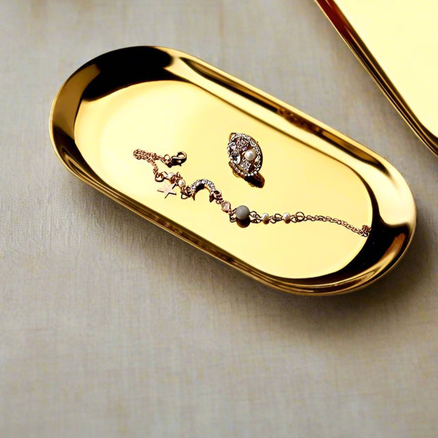 Golden Stainless Steel Serving Tray tray - Palatium Lux
