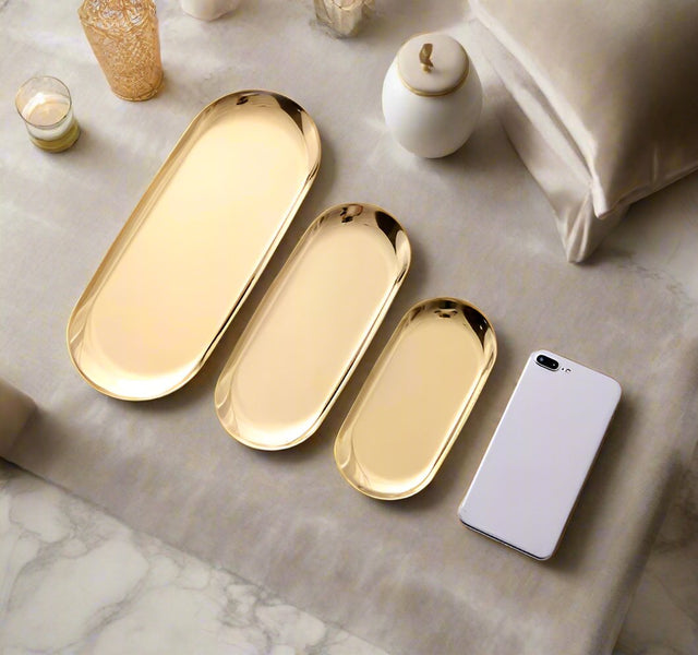 Golden Stainless Steel Serving Tray tray - Palatium Lux