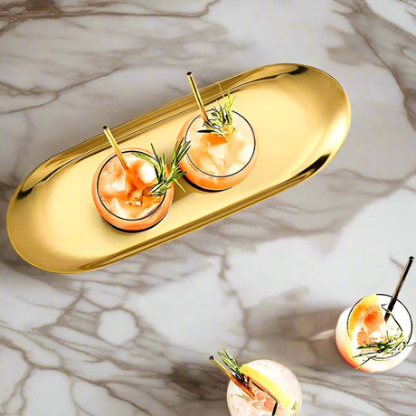 Golden Stainless Steel Serving Tray tray - Palatium Lux
