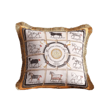 Golden Stallions Velvet Pillow Cover pillow covers - Palatium Lux