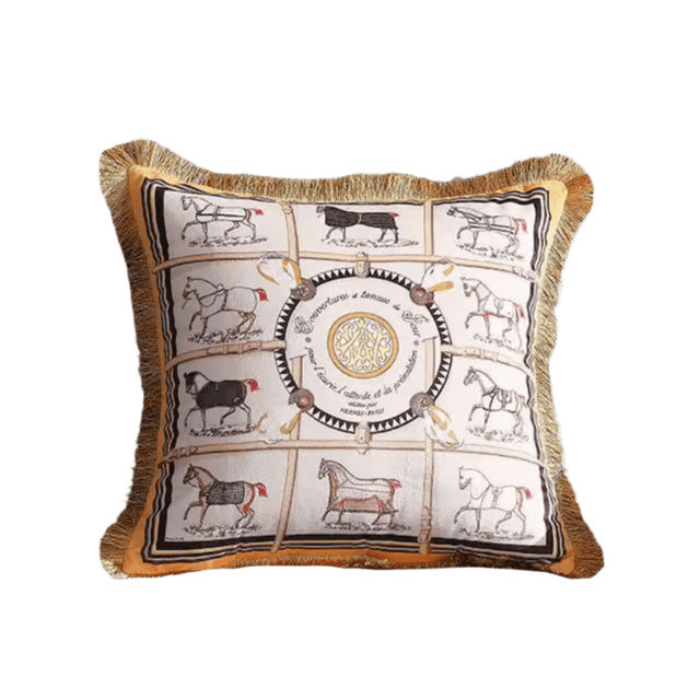 Golden Stallions Velvet Pillow Cover pillow covers - Palatium Lux