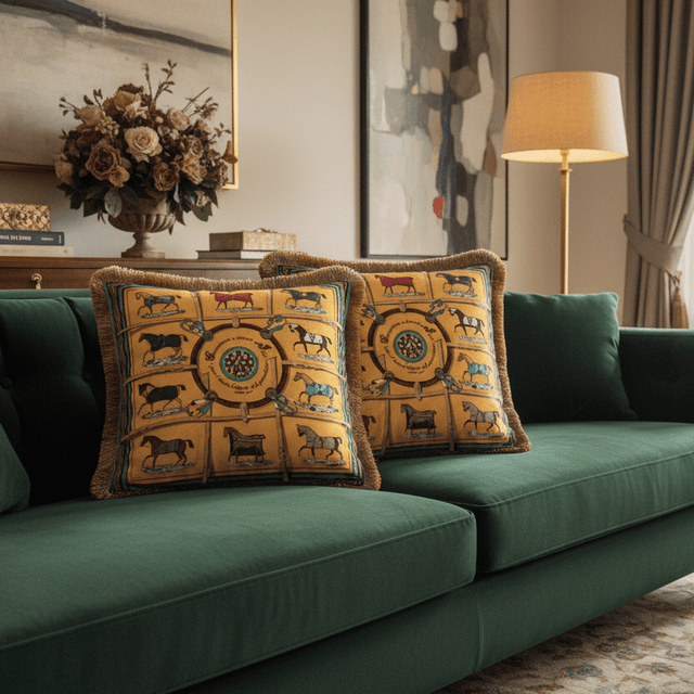 Golden Stallions Velvet Pillow Cover pillow covers - Palatium Lux