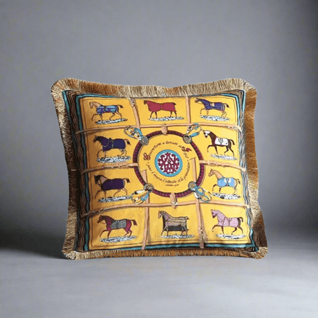 Golden Stallions Velvet Pillow Cover pillow covers - Palatium Lux