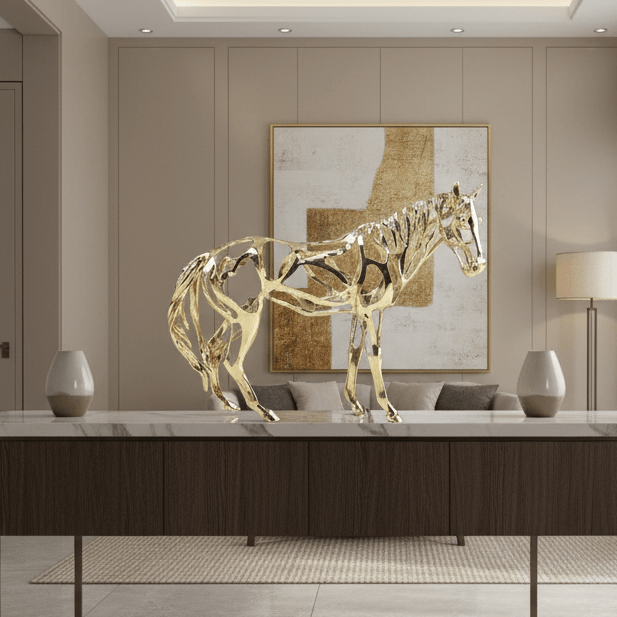 Golden Steed Horse Statue statue - Palatium Lux