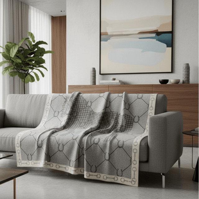 Gray Manor Horse Throw Blanket blanket - Palatium Lux