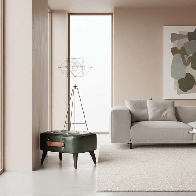 Green Luca Montero Faux Leather Stool - Palatium Lux
