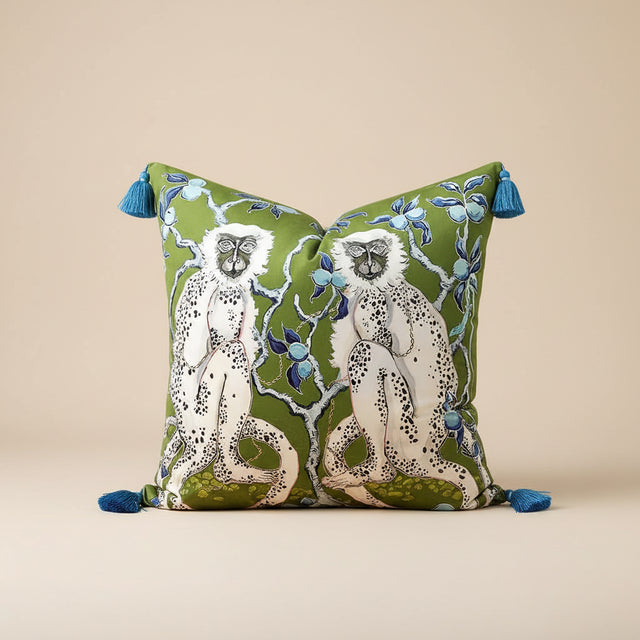 Green Monkeys Velvet Pillow Cover pillow covers - Palatium Lux