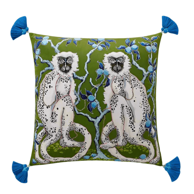Green Monkeys Velvet Pillow Cover pillow covers - Palatium Lux