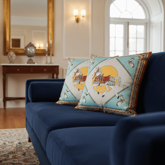 Imperial Blue Horse Pillow Cover pillow covers - Palatium Lux