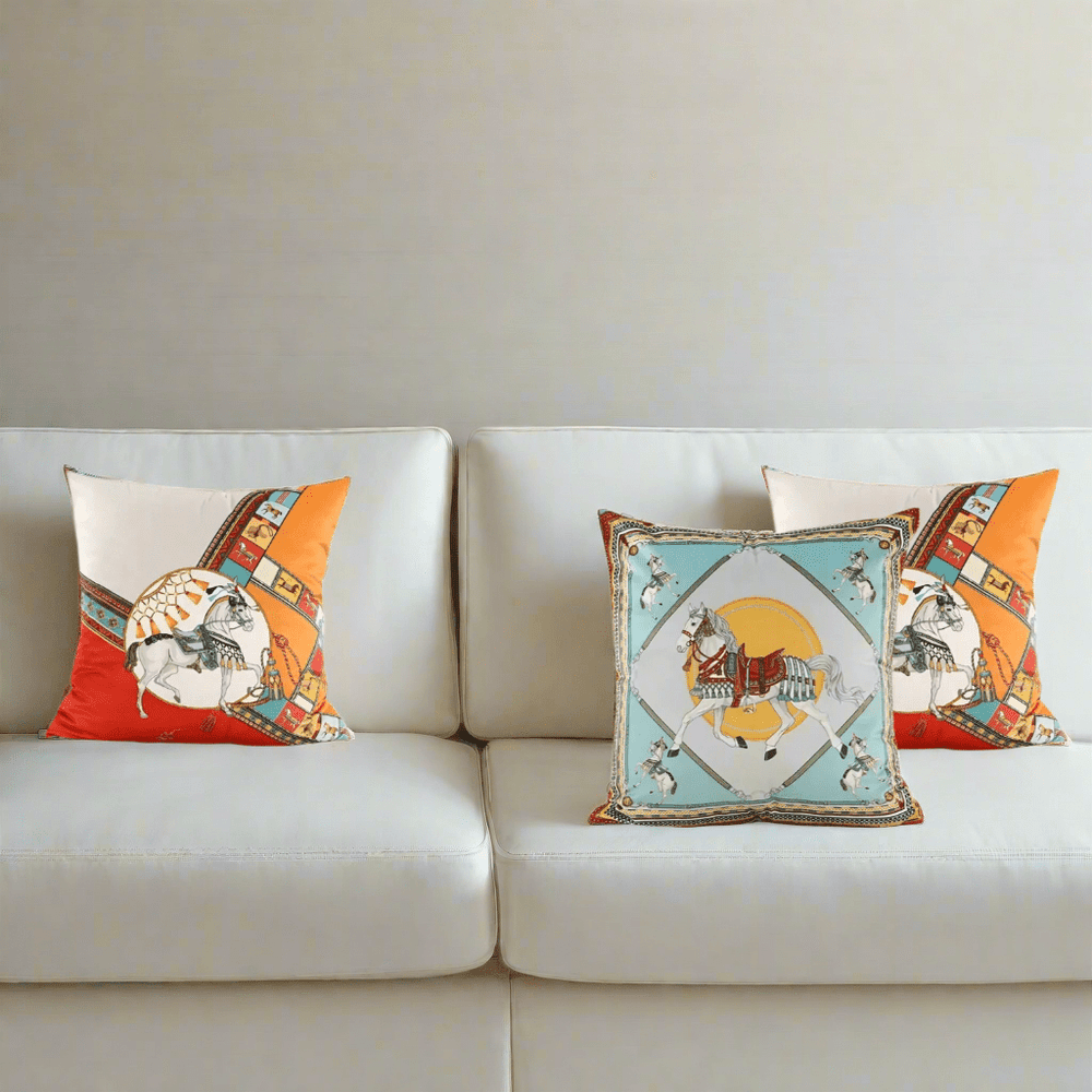 Imperial Blue Horse Pillow Cover pillow covers - Palatium Lux