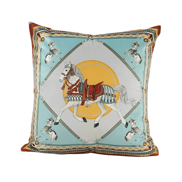 Imperial Blue Horse Pillow Cover pillow covers - Palatium Lux