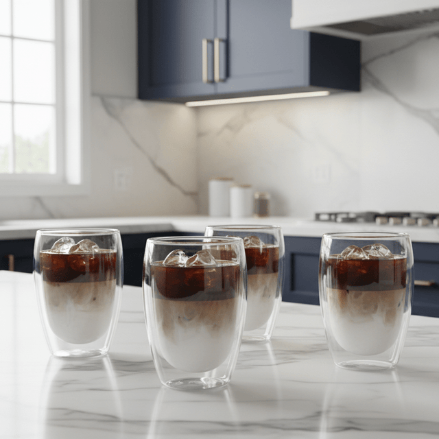 Kaelis Double Wall Glass Mug Set 250 - 450ml Kitchen - Palatium Lux